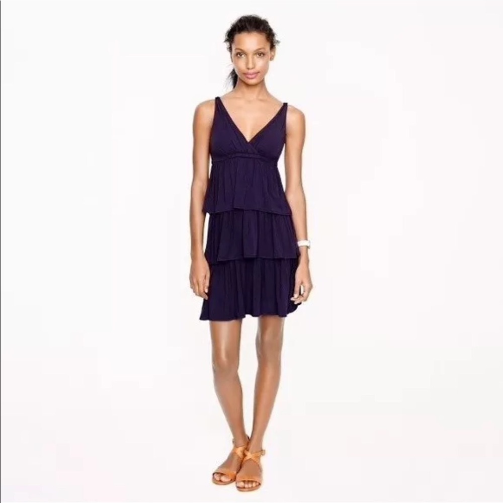 JCREW Navy tiered jersey dress size small EUC CUTE
